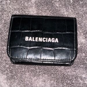 Balenciaga Black Croc-Embossed Wallet